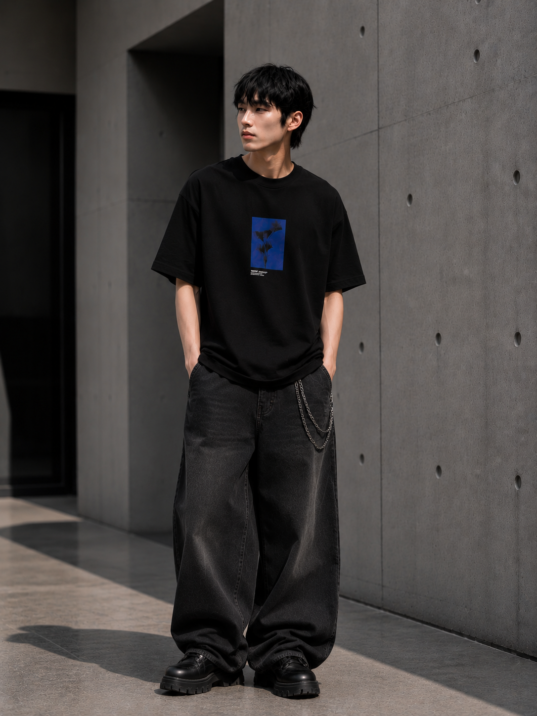 NANS “Silent Growth” Floral Silhouette Oversized T-Shirt