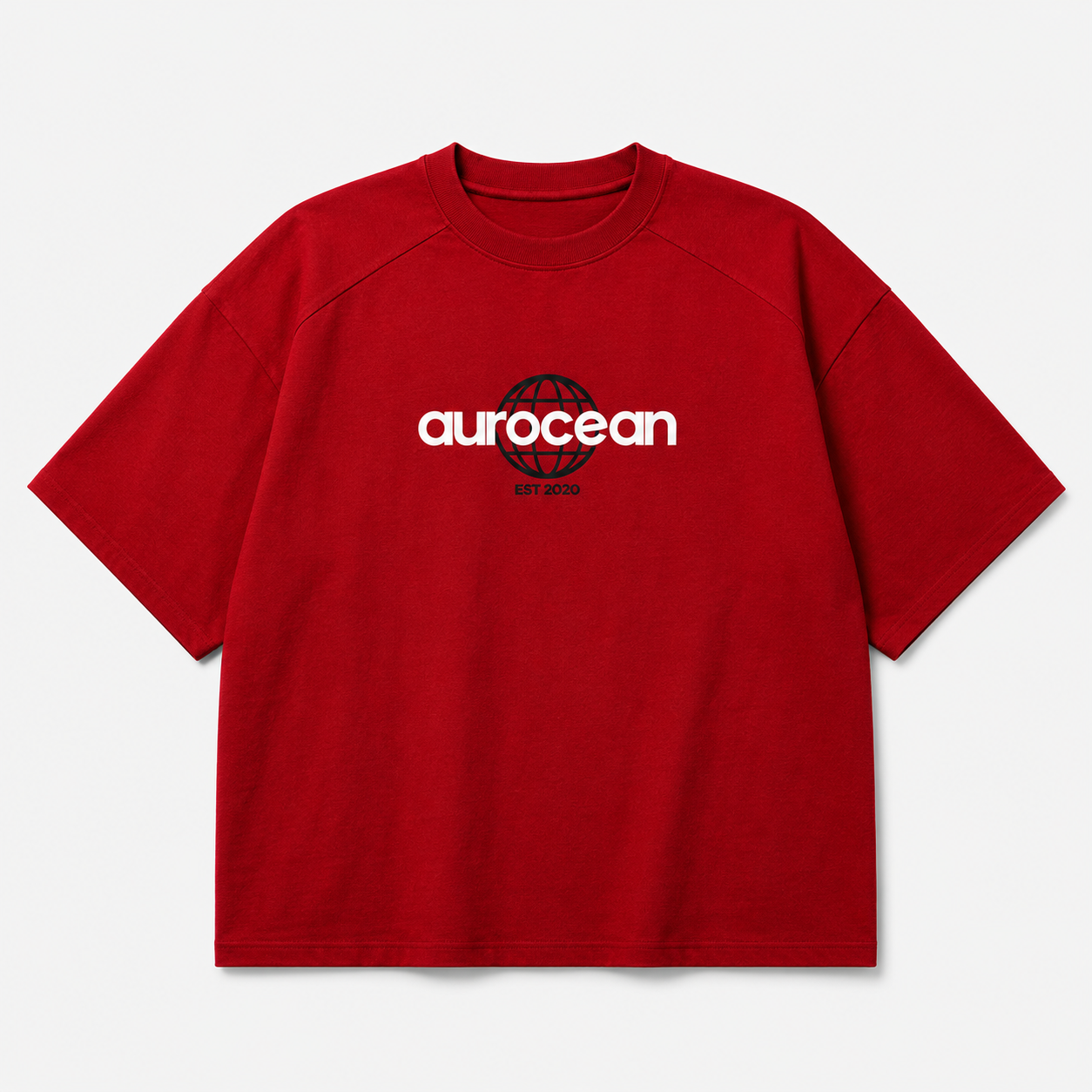 Aurocean Vintage Oversized Cotton T-Shirt – Red