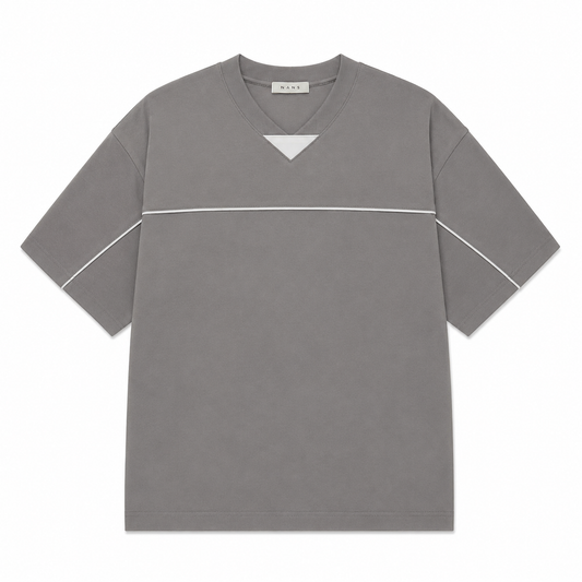 NANS Mesh Panel Oversized V-Neck T-Shirt