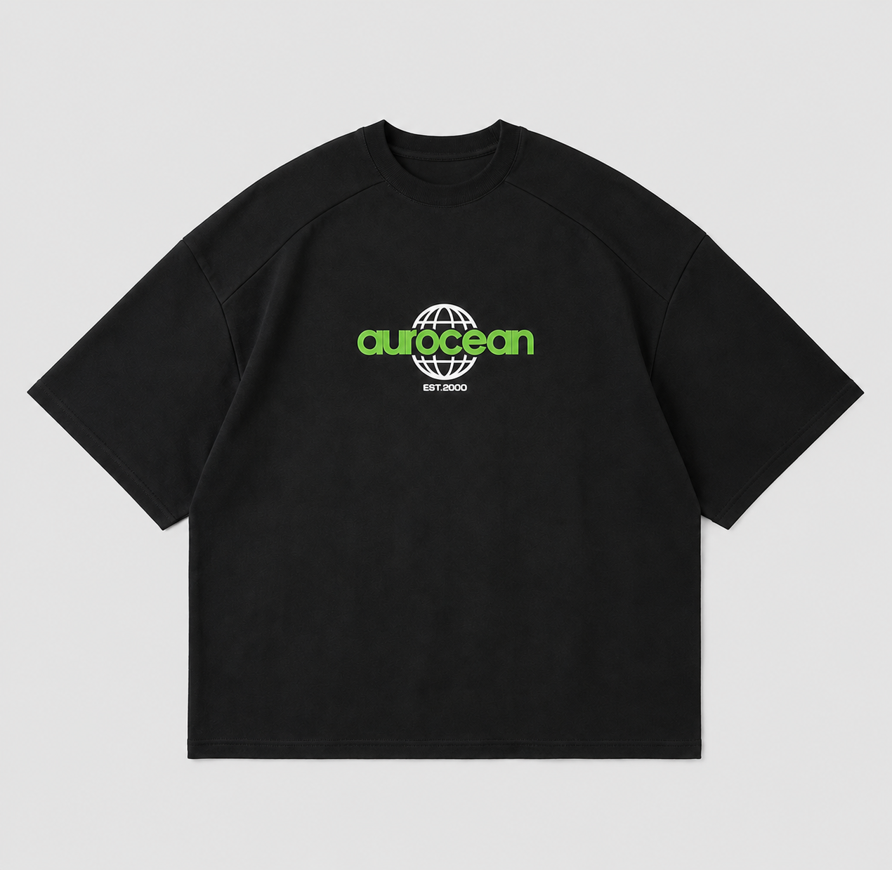 Aurocean Vintage Utility Oversized T-Shirt – Black