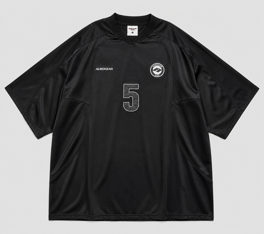 Aurocean Dark Embroidered Oversized Jersey T-Shirt – Black