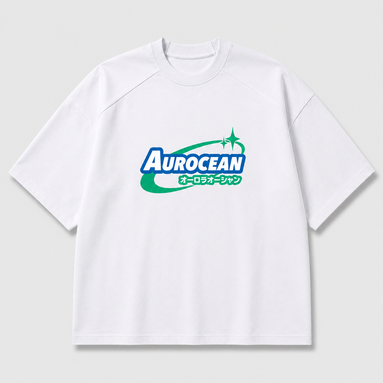 Aurocean Vintage Contrast Print Oversized T-Shirt – White