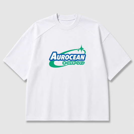 Aurocean Vintage Contrast Print Oversized T-Shirt – White