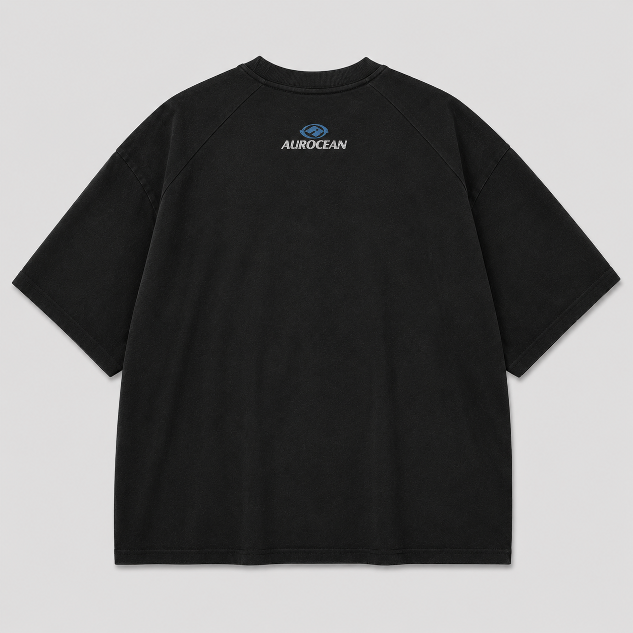 Aurocean Washed Vintage Distressed Edge Oversized T-Shirt – Black