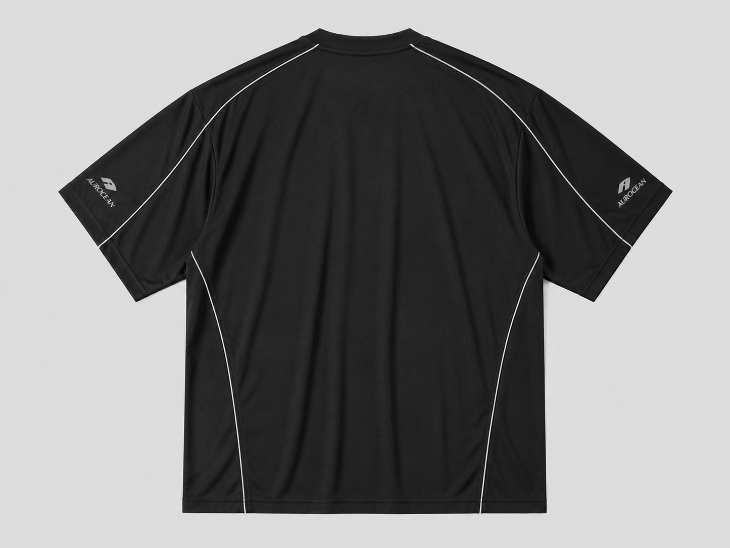 Aurocean Quick-Dry Embroidered Oversized Sports T-Shirt – Black