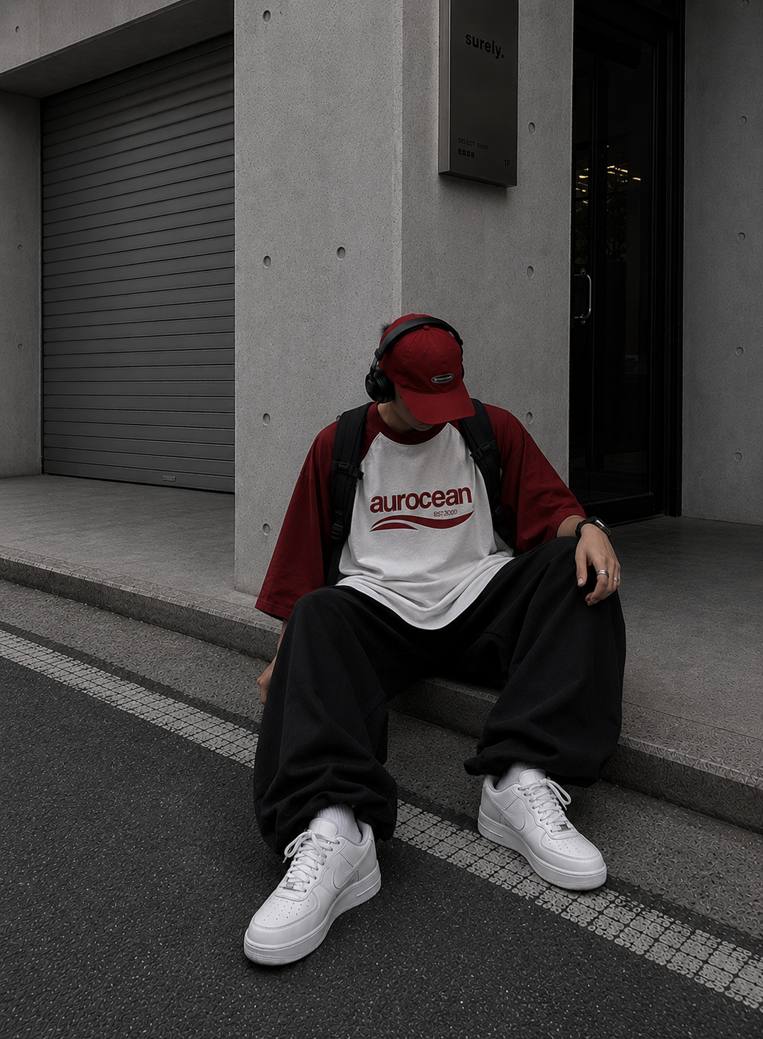 Aurocean American Vintage Raglan Oversized T-Shirt
