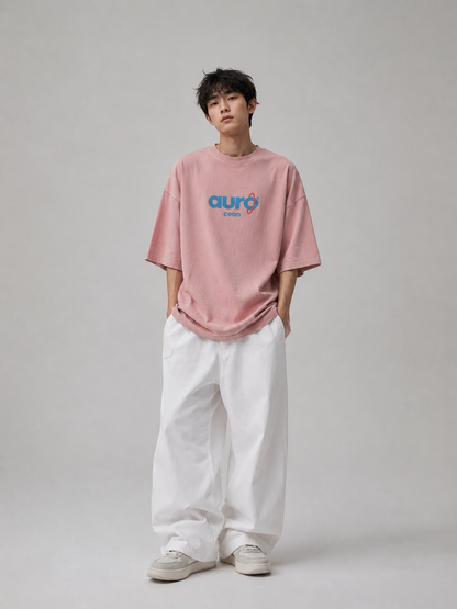 Aurocean Washed Distressed Edge Oversized T-Shirt