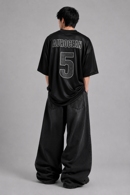 Aurocean Dark Embroidered Oversized Jersey T-Shirt