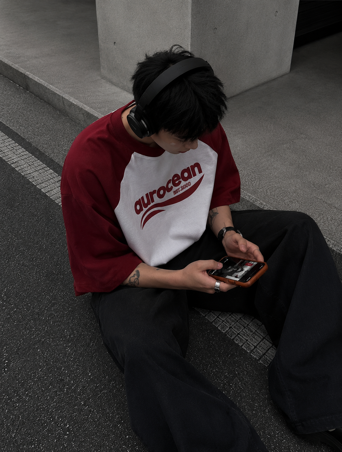 Aurocean American Vintage Raglan Oversized T-Shirt