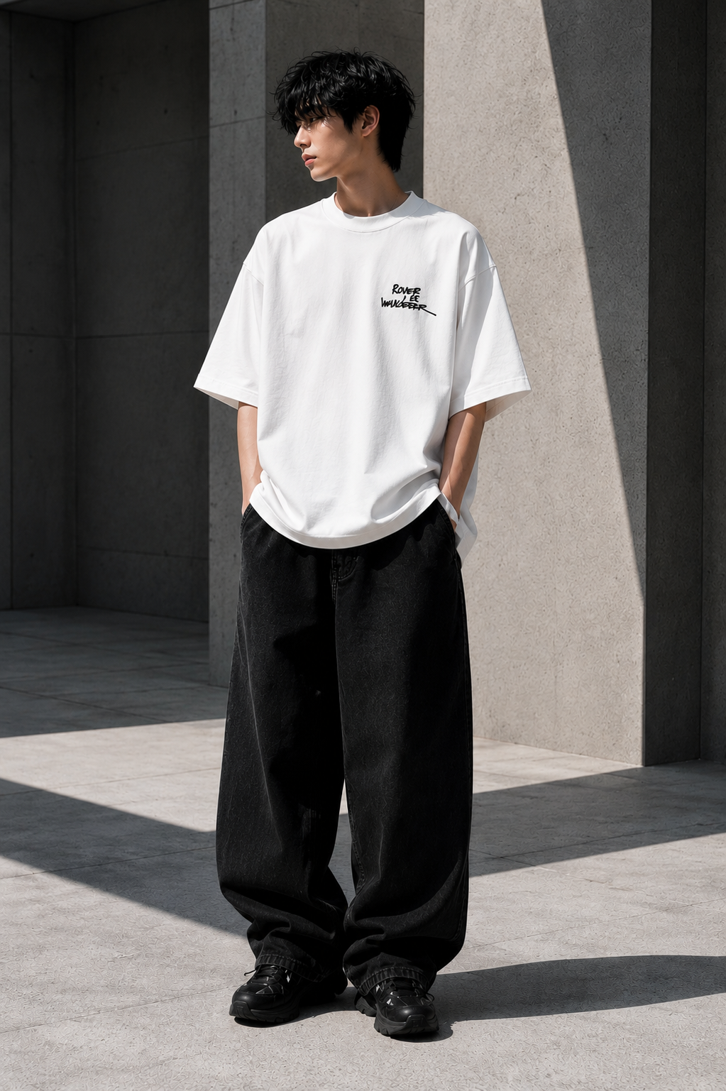 NANS Embroidered Digital Graphic T-Shirt