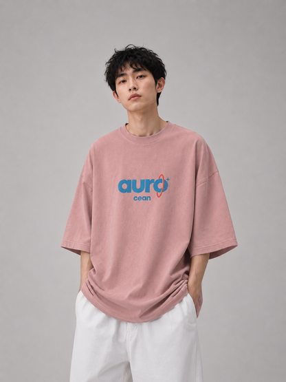 Aurocean Washed Distressed Edge Oversized T-Shirt