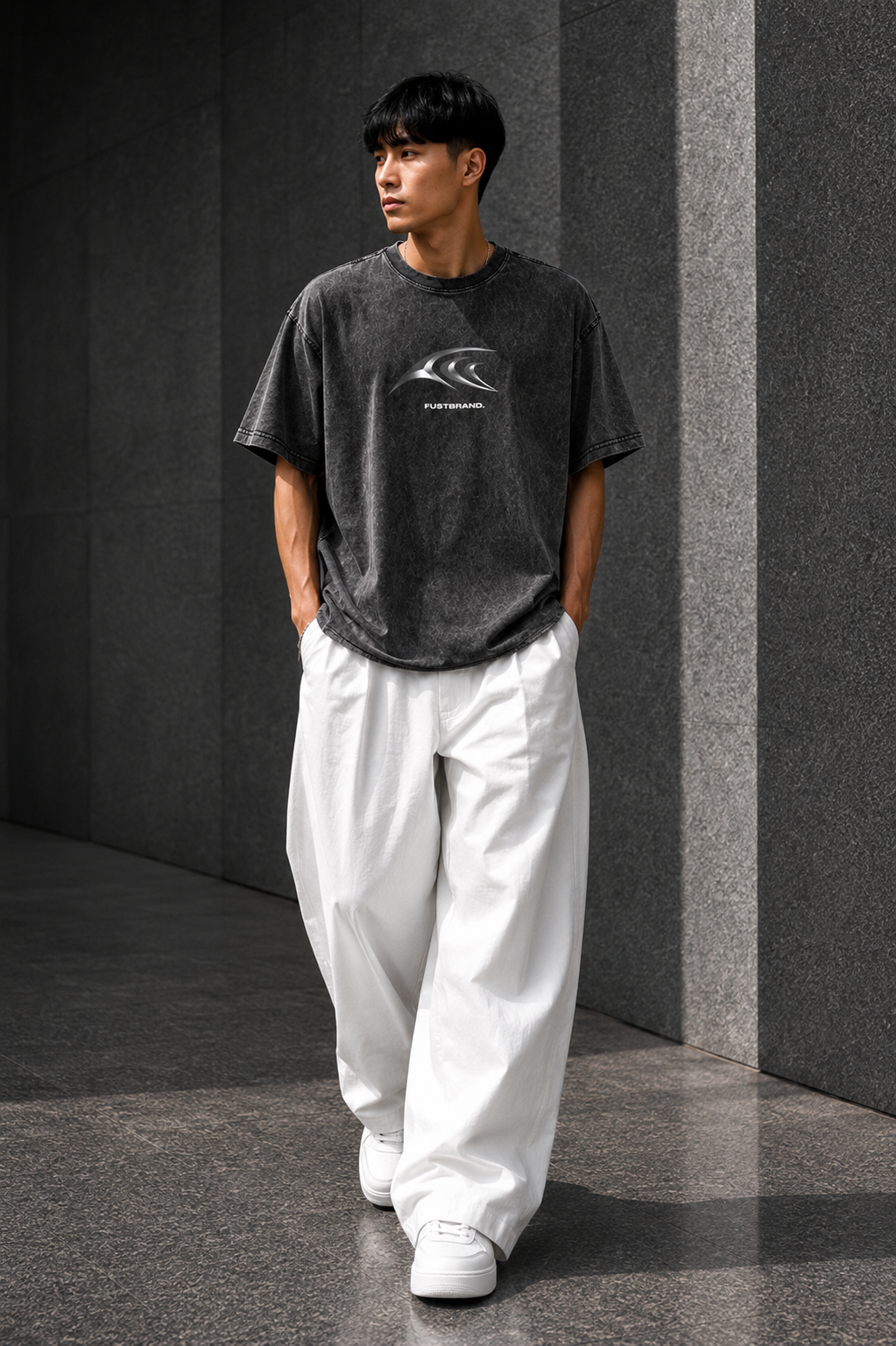 Future Structure Metallic Logo Washed T-Shirt