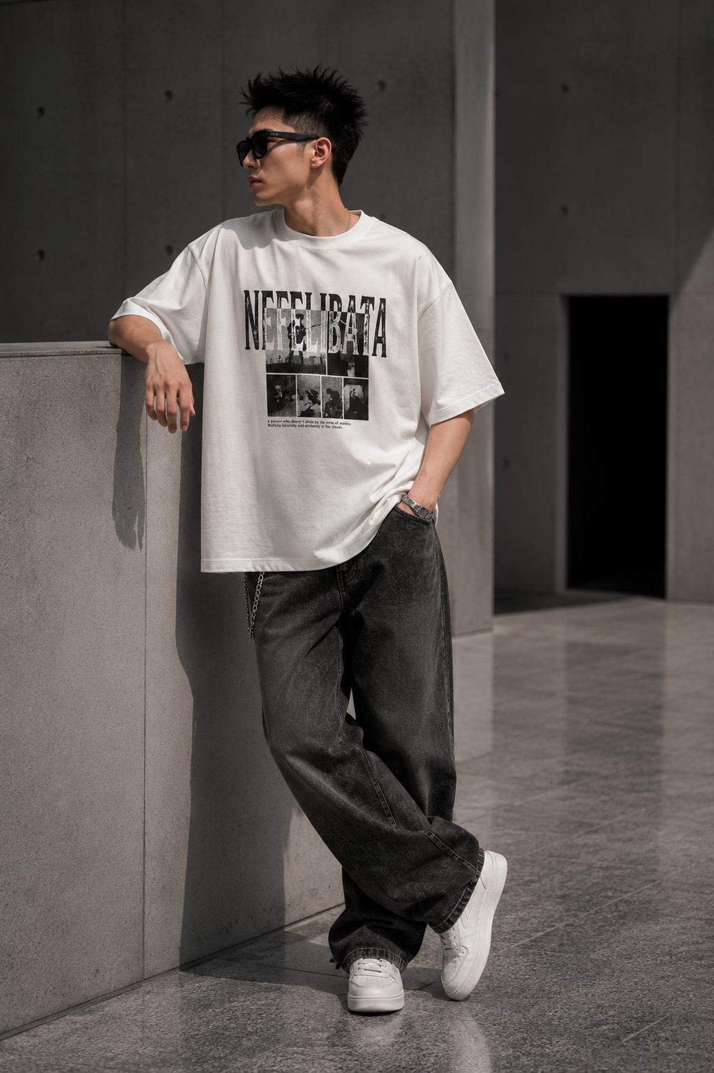 NANS Photo Letter Print T-Shirt