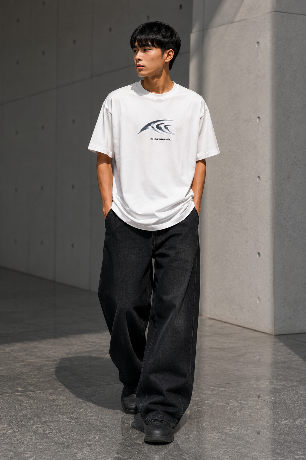 Future Structure Metallic Logo Washed T-Shirt