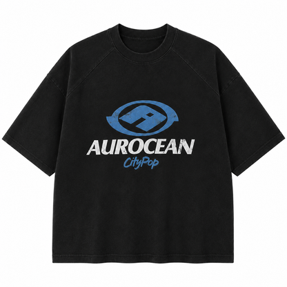 Aurocean Washed Vintage Distressed Edge Oversized T-Shirt