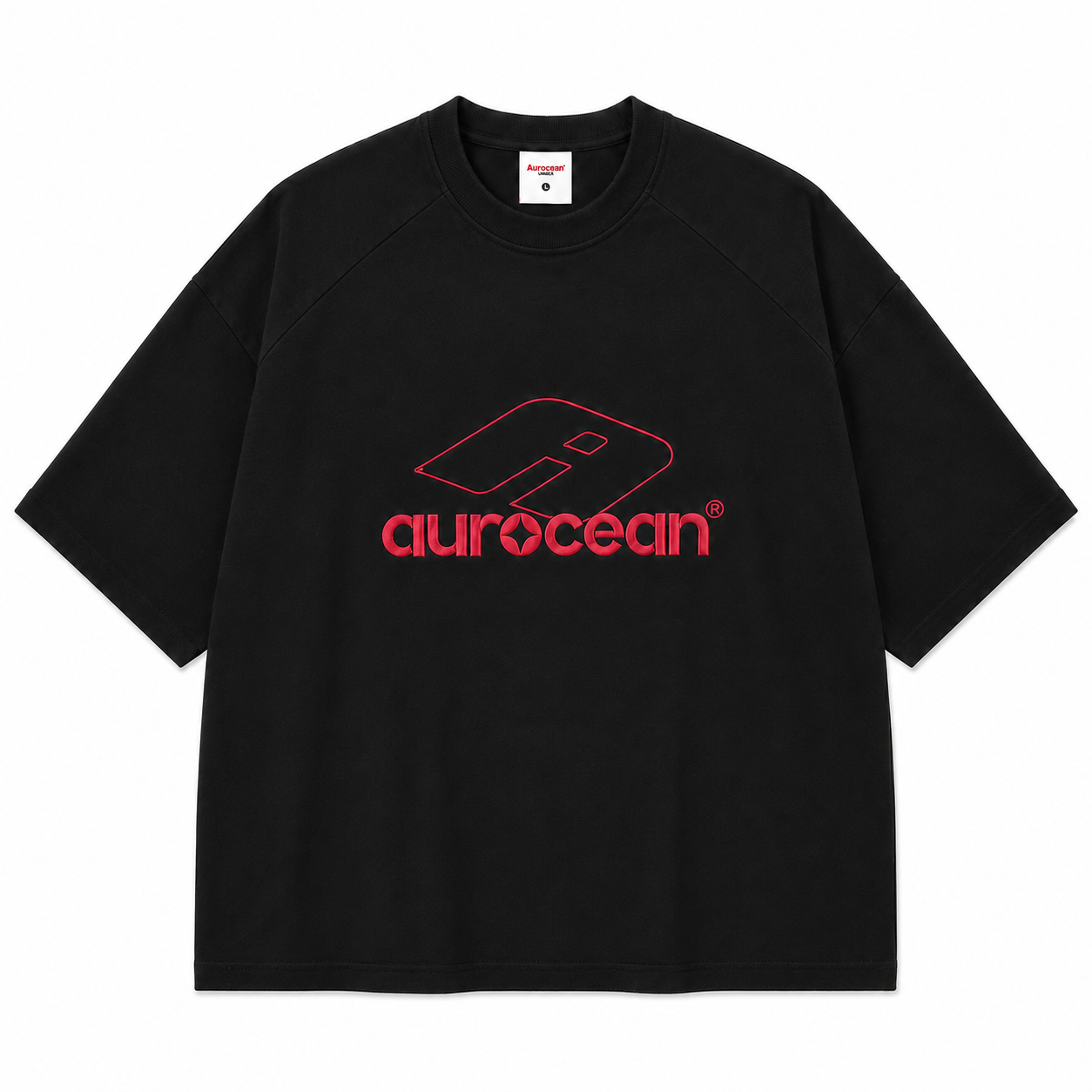 Aurocean Red Label Distressed Edge Oversized T-Shirt