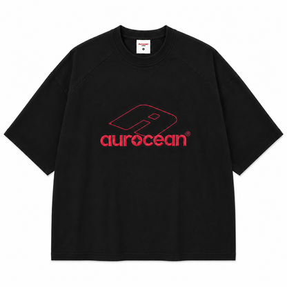 Aurocean Red Label Distressed Edge Oversized T-Shirt