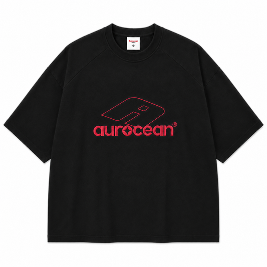 Aurocean Red Label Distressed Edge Oversized T-Shirt