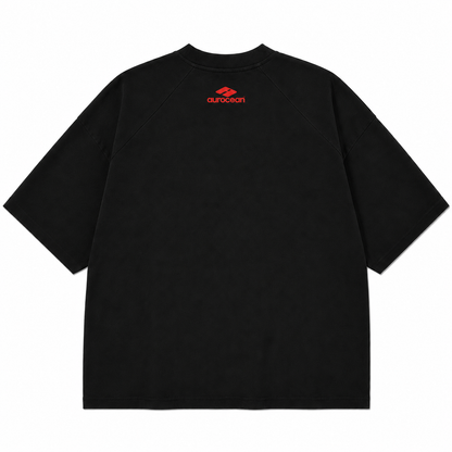 Aurocean Red Label Distressed Edge Oversized T-Shirt