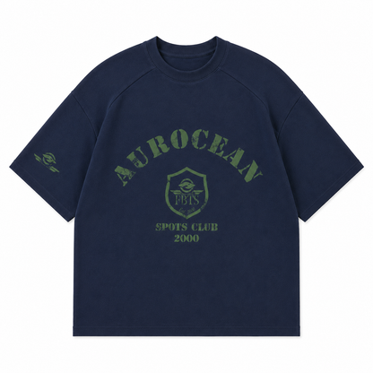 Aurocean Distressed Edge Ink Print Oversized T-Shirt