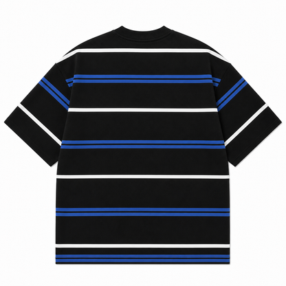 Aurocean Distressed Contrast Stripe Knit Oversized T-Shirt