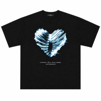 Future Structure Metallic Heart Graphic T-Shirt