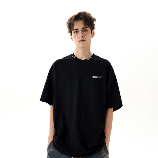 MaxDstr American Vintage Metal Button Embroidered T-Shirt